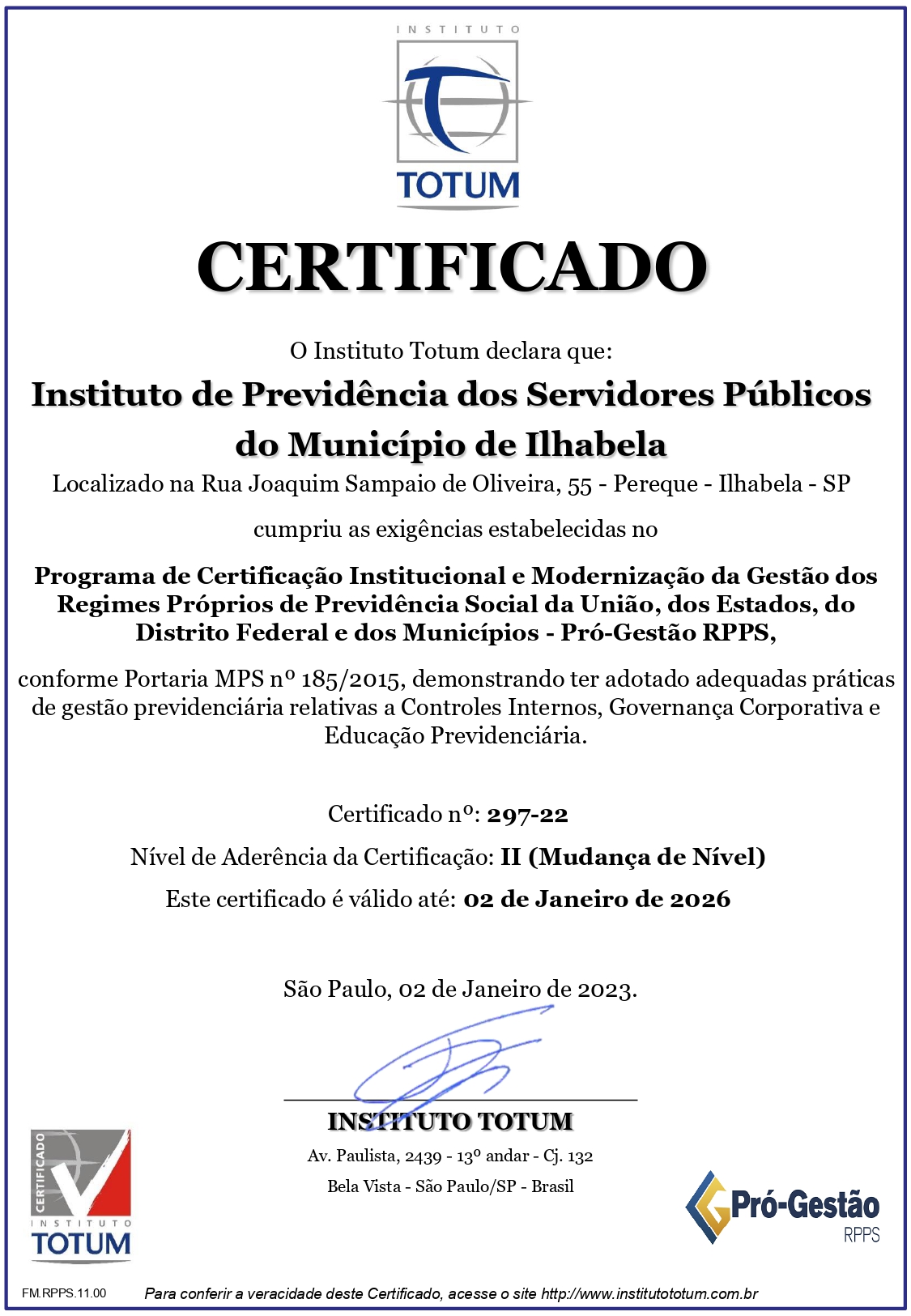 Certificado Pró-Gestão